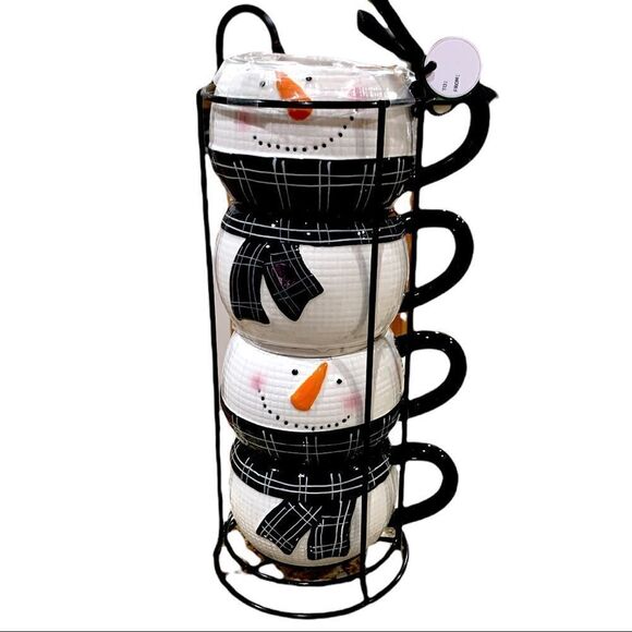 NWT ☃️ Snowman Stackable Mugs - Picture 1 of 4
